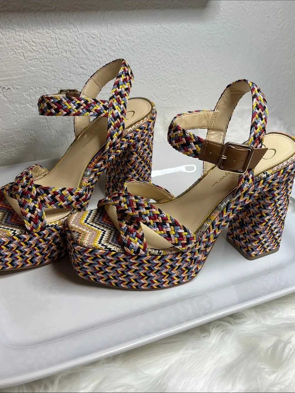 Jessica Simpson Multicolor Braided Platform Sandals